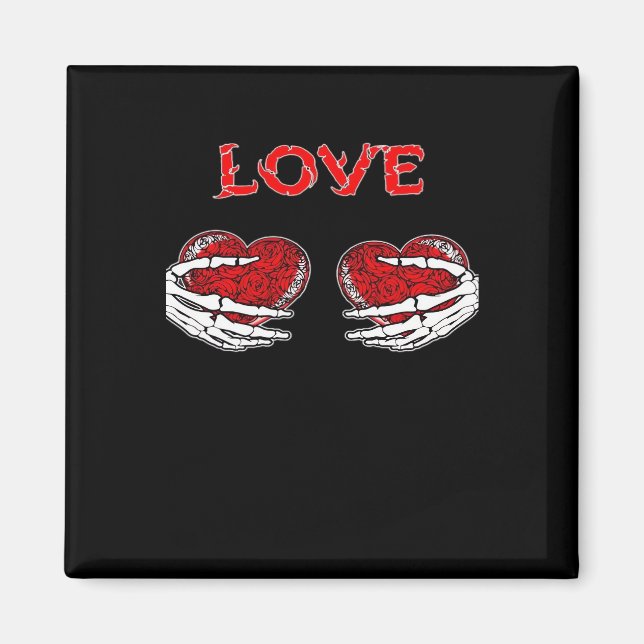 Skeleton Hands Heart Funny Design Magnet (Front)