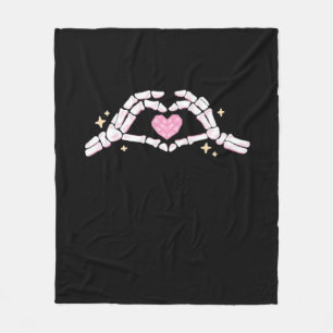 Skeleton Hands Heart Funny Fleece Blanket