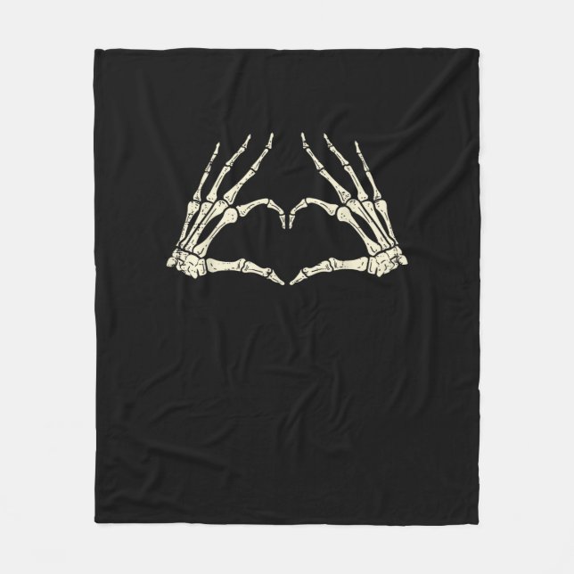 Skeleton Hands Heart Funny Halloween Men Women Kid Fleece Blanket (Front)