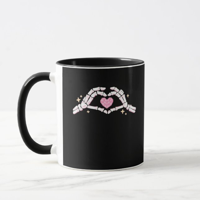 Skeleton Hands Heart Funny Mug (Left)