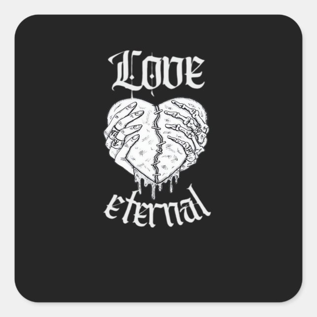 Skeleton Hands Heart Gothic Classic  Square Sticker (Front)