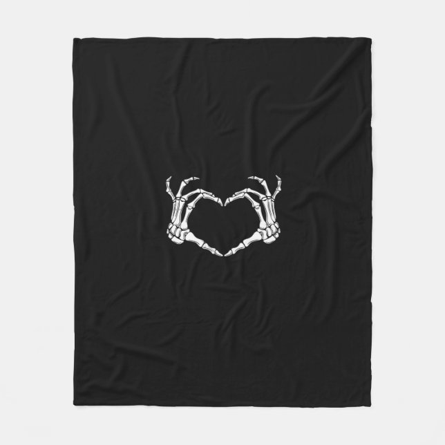 Skeleton Hands Heart Graphic Fleece Blanket (Front)