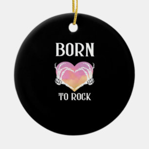 Skeleton Hands Heart Graphic Minimal Style Ceramic Tree Decoration