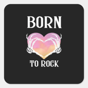 Skeleton Hands Heart Graphic Minimal Style Square Sticker