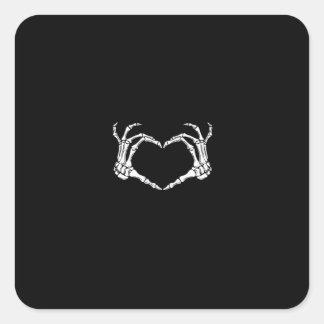 Skeleton Hands Heart Graphic Square Sticker
