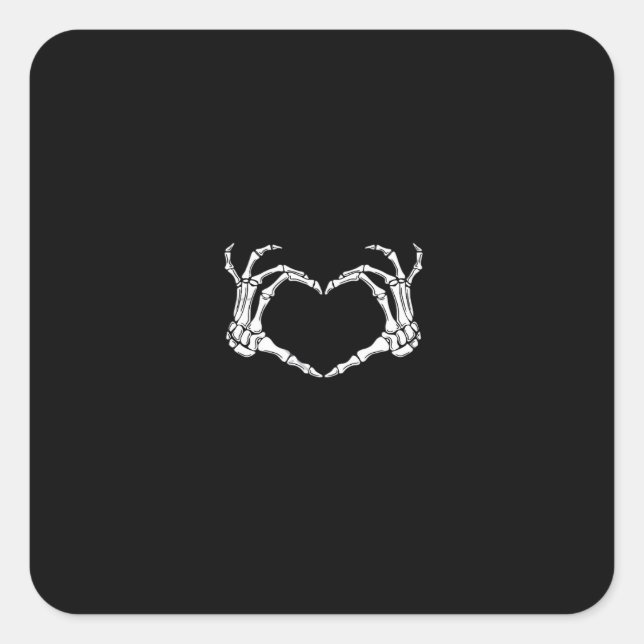 Skeleton Hands Heart Graphic Square Sticker (Front)