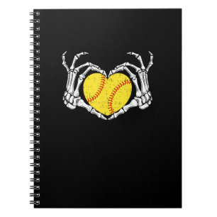 Skeleton Hands Heart Halloween Costume Softball Notebook