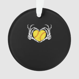Skeleton Hands Heart Halloween Costume Softball Ornament