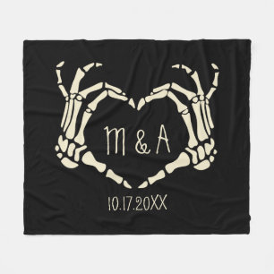 Skeleton Hands Heart Shape Custom Wedding Fleece Blanket
