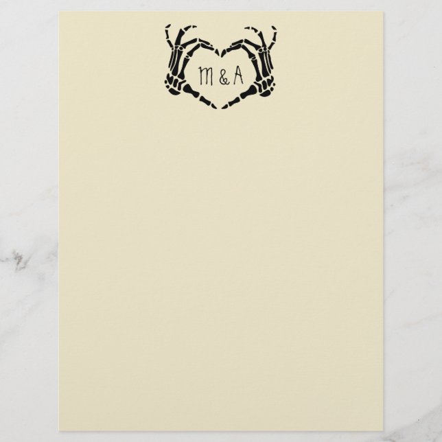 Skeleton Hands Heart Shape Custom Wedding Letterhead (Front)