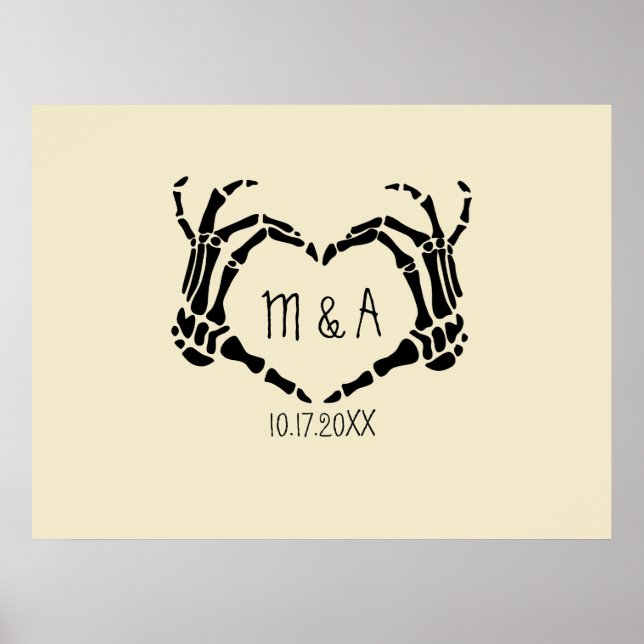 Skeleton Hands Heart Shape Custom Wedding Poster (Front)