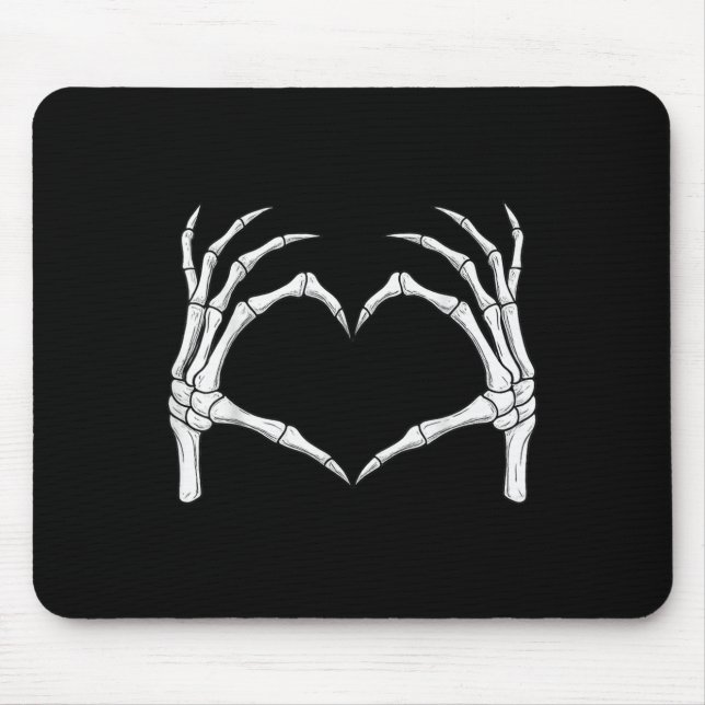 Skeleton Hands Heart Shape Soky Halloween Love Cre Mouse Pad (Front)