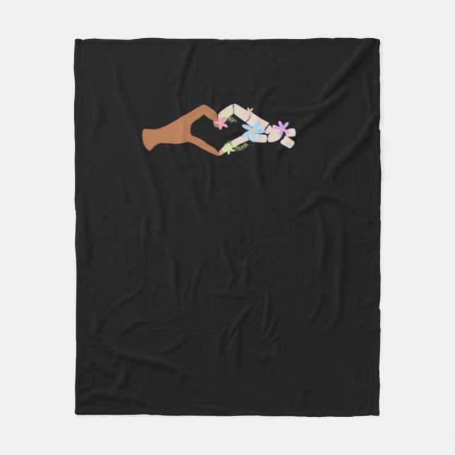 Skeleton Hands Heart Show Basic Fleece Blanket (Front)
