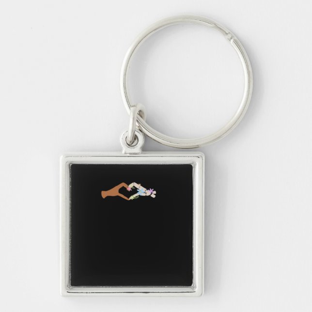 Skeleton Hands Heart Show Basic Key Ring (Front)