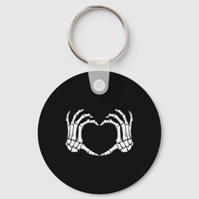 Skeleton Hands Heart Sign Bones Fun Halloween  Key Ring (Front)