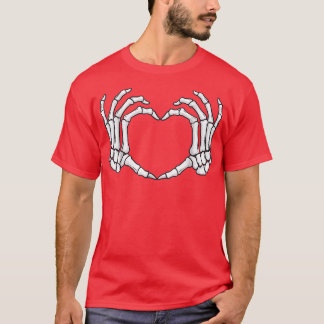 Skeleton Hands Heart Sign Bones Funny Halloween T-Shirt