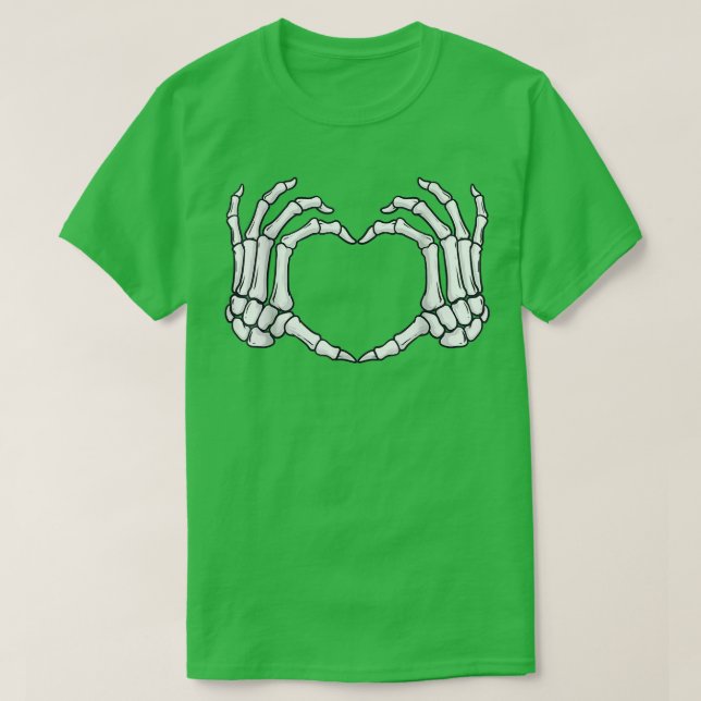 Skeleton Hands Heart Sign Bones Funny Halloween  T-Shirt (Design Front)