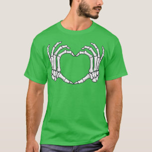 Skeleton Hands Heart Sign Bones Funny Halloween T-Shirt