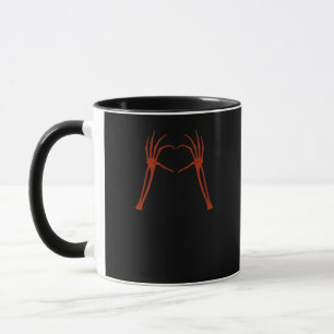 Skeleton Hands Heart Sign Costume Funny Halloween Mug