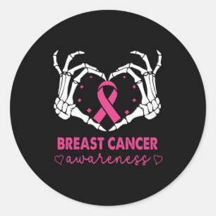 Skeleton Hands Heart Sign Halloween Breast Cancer Classic Round Sticker