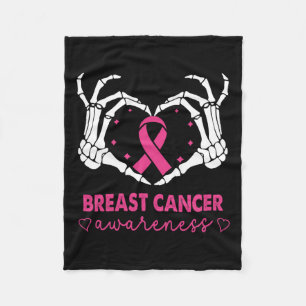 Skeleton Hands Heart Sign Halloween Breast Cancer  Fleece Blanket