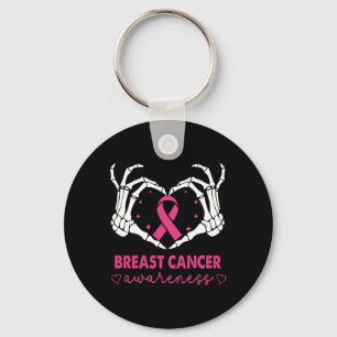 Skeleton Hands Heart Sign Halloween Breast Cancer  Key Ring