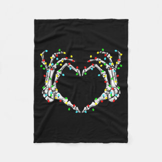 Skeleton Hands Heart Sign Light Christmas Costume  Fleece Blanket