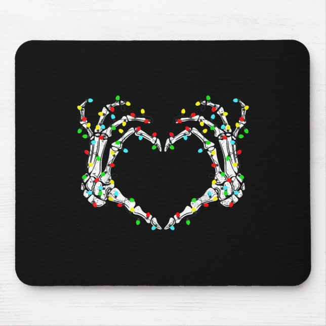 Skeleton Hands Heart Sign Light Christmas Costume  Mouse Pad (Front)