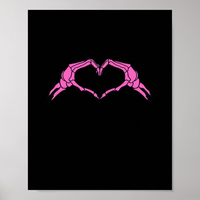 Skeleton Hands Heart Sign Retro Halloween (Front)