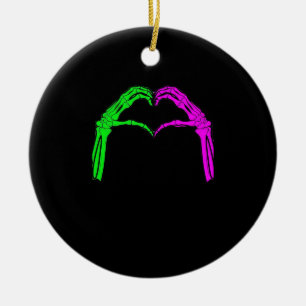 Skeleton Hands Heart Sign Retro Halloween Costume Ceramic Tree Decoration
