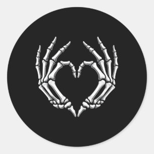 Skeleton Hands Heart Sign Retro Halloween Costume Classic Round Sticker