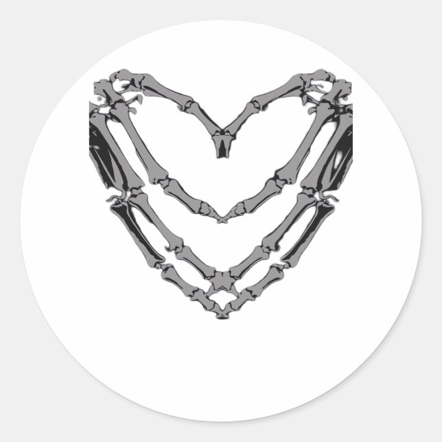 Skeleton Hands Heart Sign Retro Halloween Costume  Classic Round Sticker (Front)