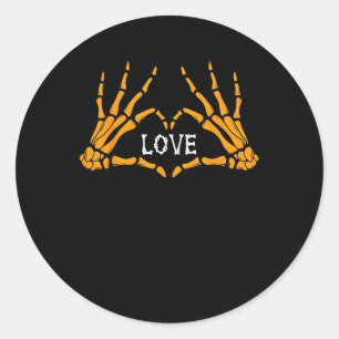 Skeleton Hands Heart Sign Retro Halloween Costume  Classic Round Sticker