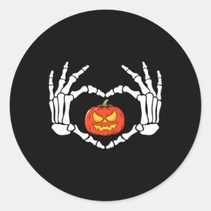Skeleton Hands Heart Sign Retro Halloween Costume  Classic Round Sticker