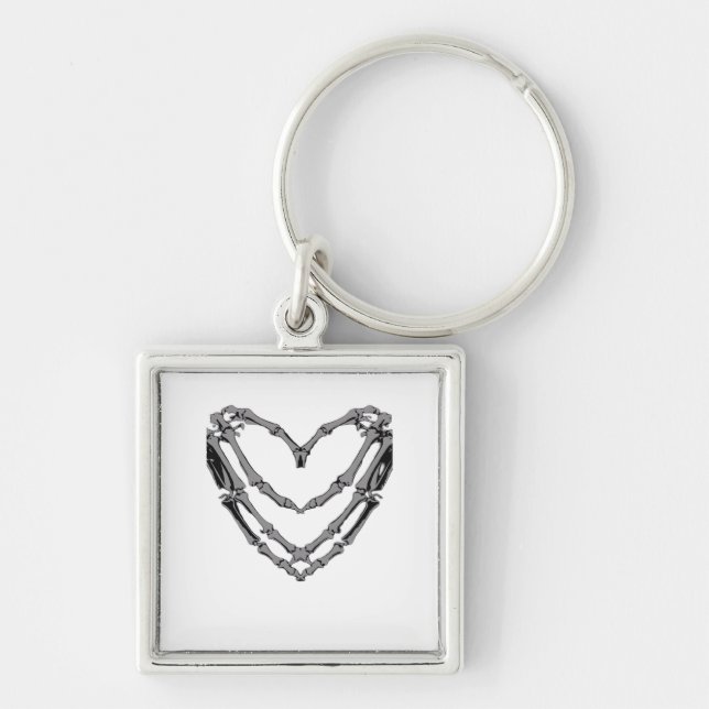 Skeleton Hands Heart Sign Retro Halloween Costume  Key Ring (Front)