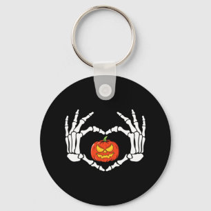 Skeleton Hands Heart Sign Retro Halloween Costume  Key Ring