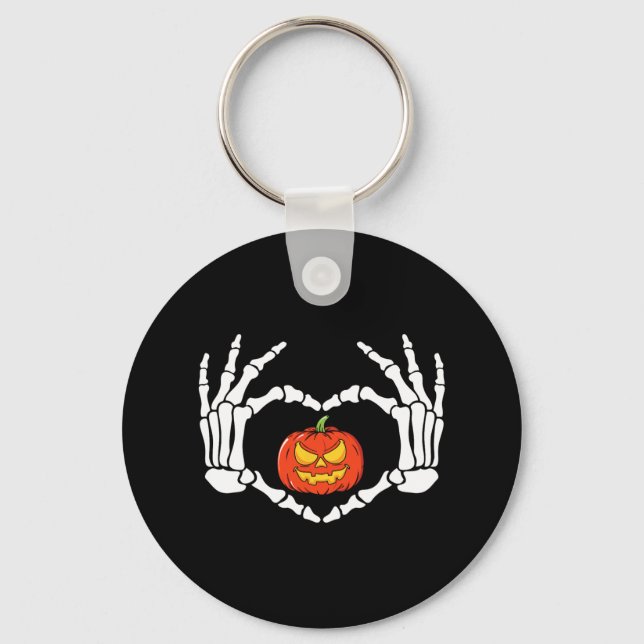 Skeleton Hands Heart Sign Retro Halloween Costume  Key Ring (Front)