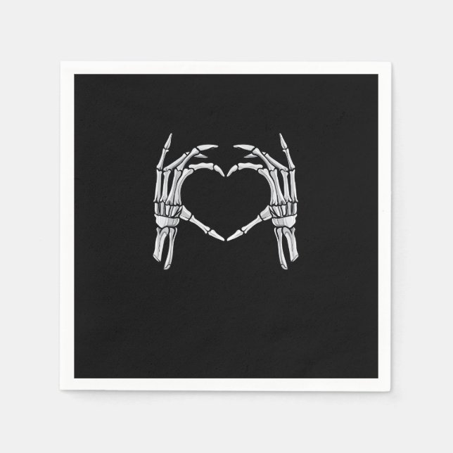 Skeleton Hands Heart Sign Retro Halloween Costume  Napkin (Front)