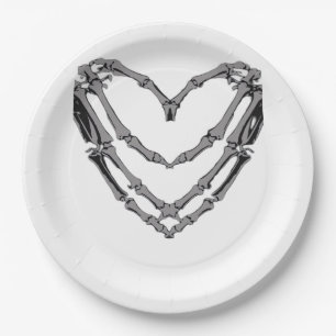 Skeleton Hands Heart Sign Retro Halloween Costume  Paper Plate