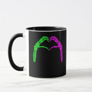 Skeleton Hands Heart Sign Retro Halloween Vintage Mug