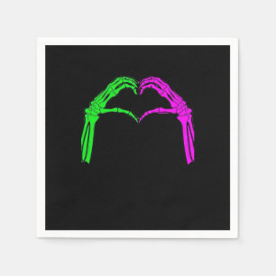 Skeleton Hands Heart Sign Retro Halloween Vintage  Napkin