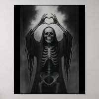 Skeleton Hands Heart Sign Scary Face Funny Hallowe