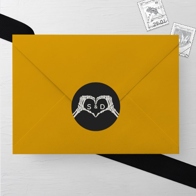 Skeleton Hands Heart Wedding Classic Round Sticker (Creator Uploaded)