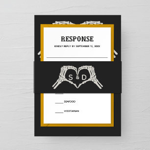 Skeleton Hands Heart Wedding Invitation Belly Band