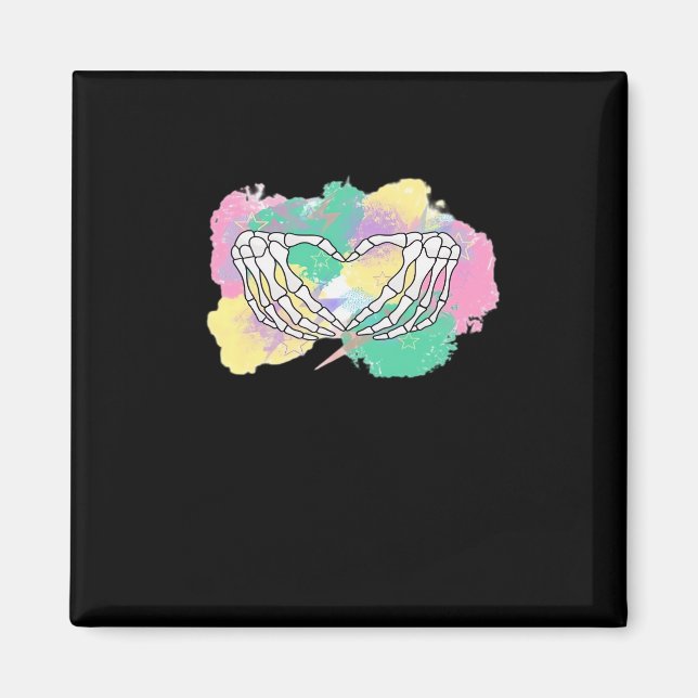 Skeleton Hands Heart With Abstract Coloured Backgr Magnet (Front)