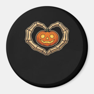 Skeleton Hands Heart With Pumpkin Cute Spooky Hall Magnet