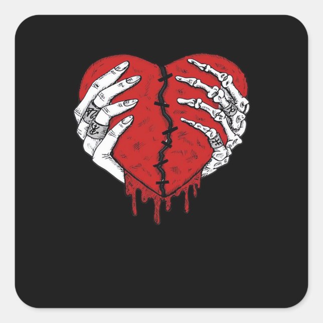 Skeleton Hands Hearts Classic Trending Square Sticker (Front)
