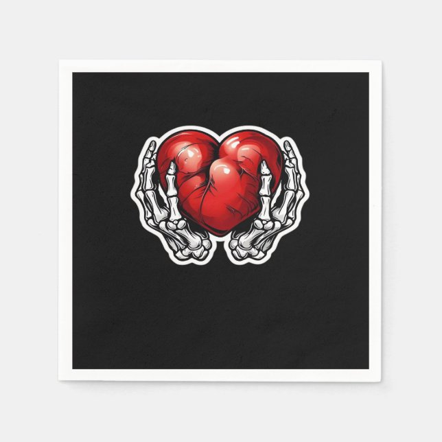 Skeleton Hands Hearts - Cute Halloween Napkin (Front)