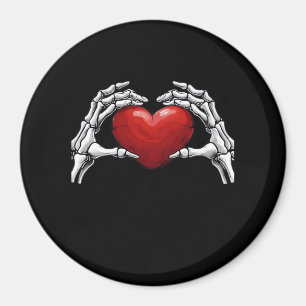 Skeleton Hands Holding A Red Heart Design Classic Magnet