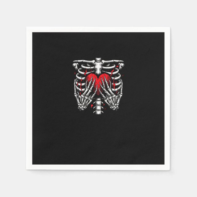 Skeleton Hands Holding Heart Halloween Costume Fun Napkin (Front)